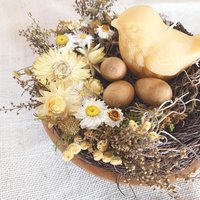 Birds Nest Natural Craft Kit: DIY Spring Gift with Dried Flowers and Beeswax Candle