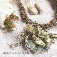 Prairie Sky Dried Flower Wreath Kit | DIY Native Wildflower Wreath | Globe Thistle & Gomphrena | Farm Grown Flowers
