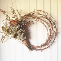 DIY Native Wildflower Wreath Kit | Asymmetrical Grapevine Wreath | Dried Flower Craft Kit | Natural Home Decor