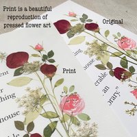 Jane Austen Quote Print, Pride and Prejudice Wall Art, Book Lover Gift, Literary Art Print, Pressed Rose Botanical Decor