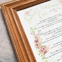 Personalized Girl Nursery Art, Sweet Wildflower Girl Poem Print, Custom Name & Birth Date, Floral Nursery Decor, 11x14 Wall Art