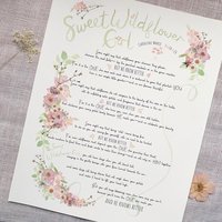 Personalized Girl Nursery Art, Sweet Wildflower Girl Poem Print, Custom Name & Birth Date, Floral Nursery Decor, 11x14 Wall Art