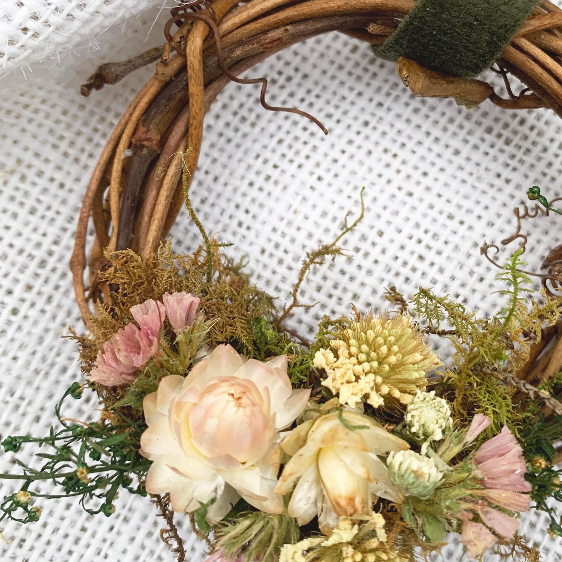 Blush Dried Flower Wreath Ornament
