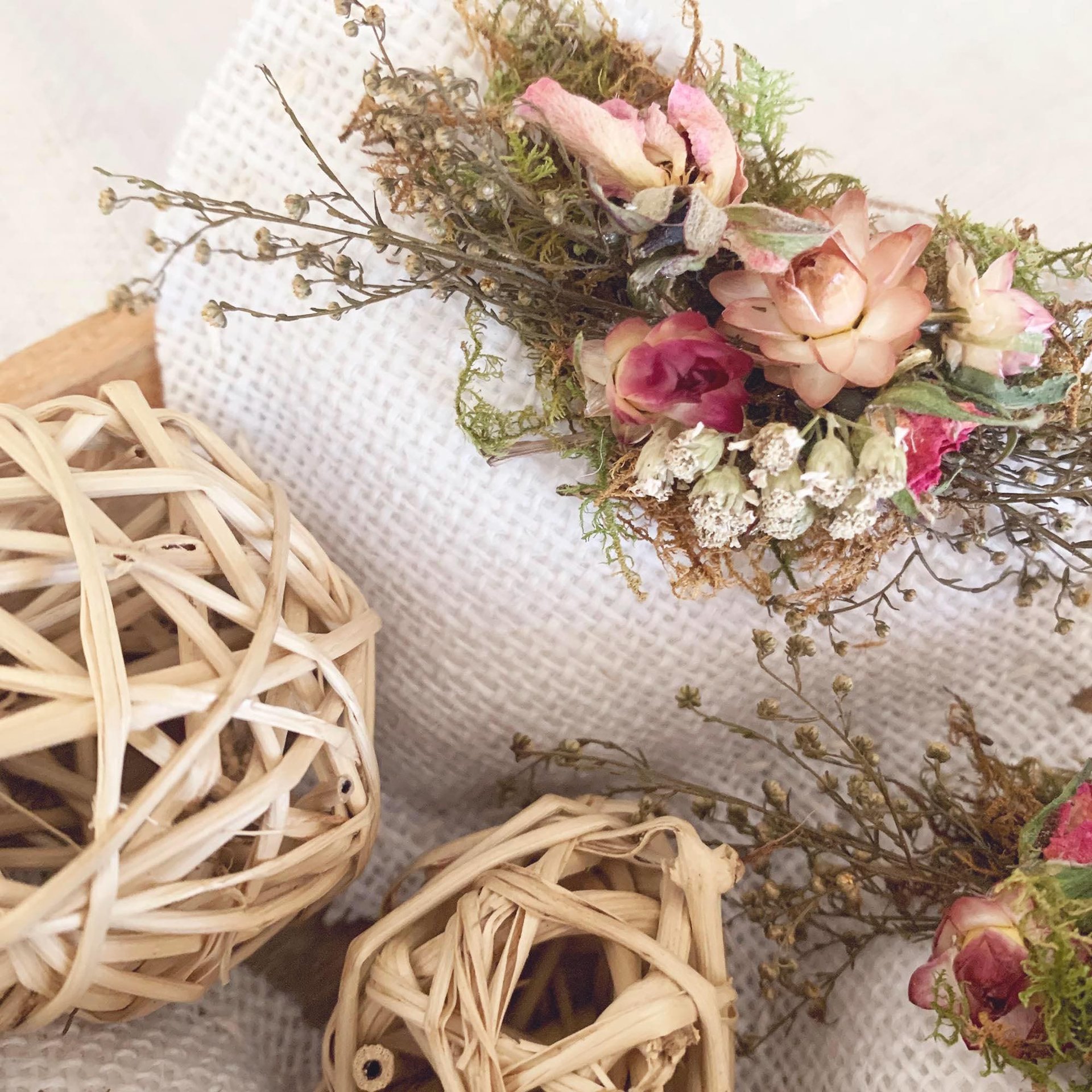 Valentines Craft Kit - DIY Rustic Heart Bowl Fillers or Ornaments with Organic Dried Flowers
