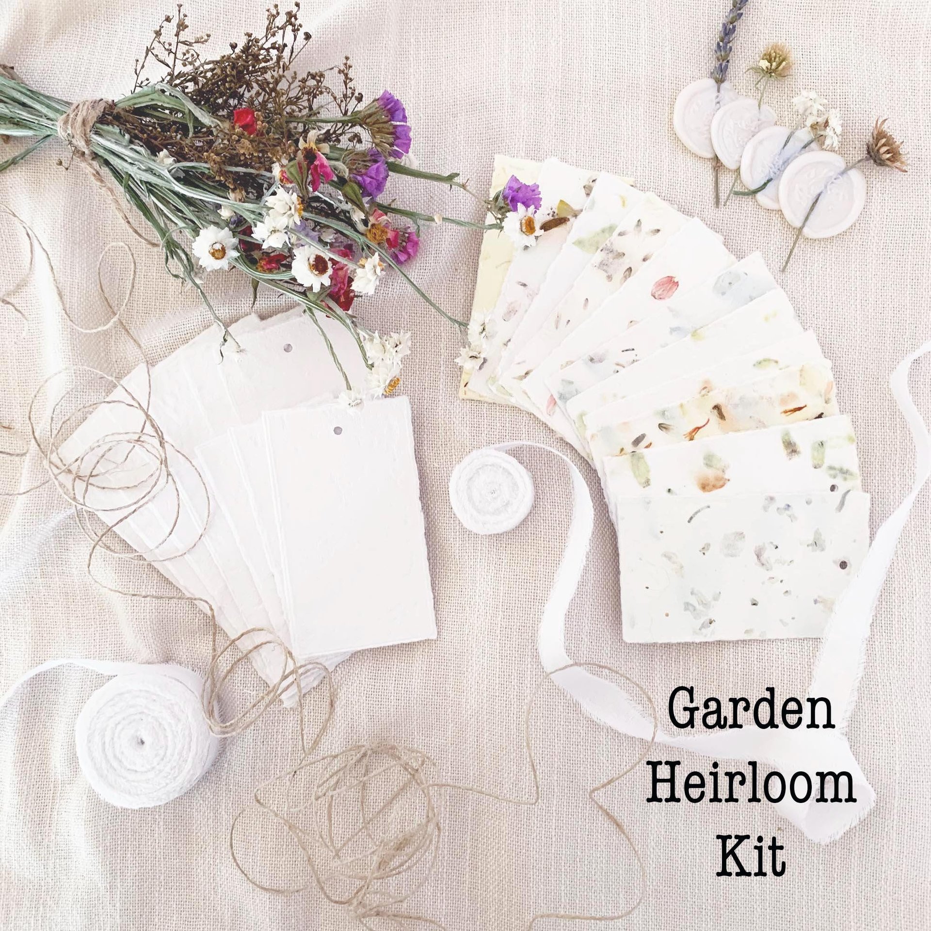 Garden Botanical DIY Gift Tag Kit - Floral Handmade Paper, Farm Grown Dried Flowers