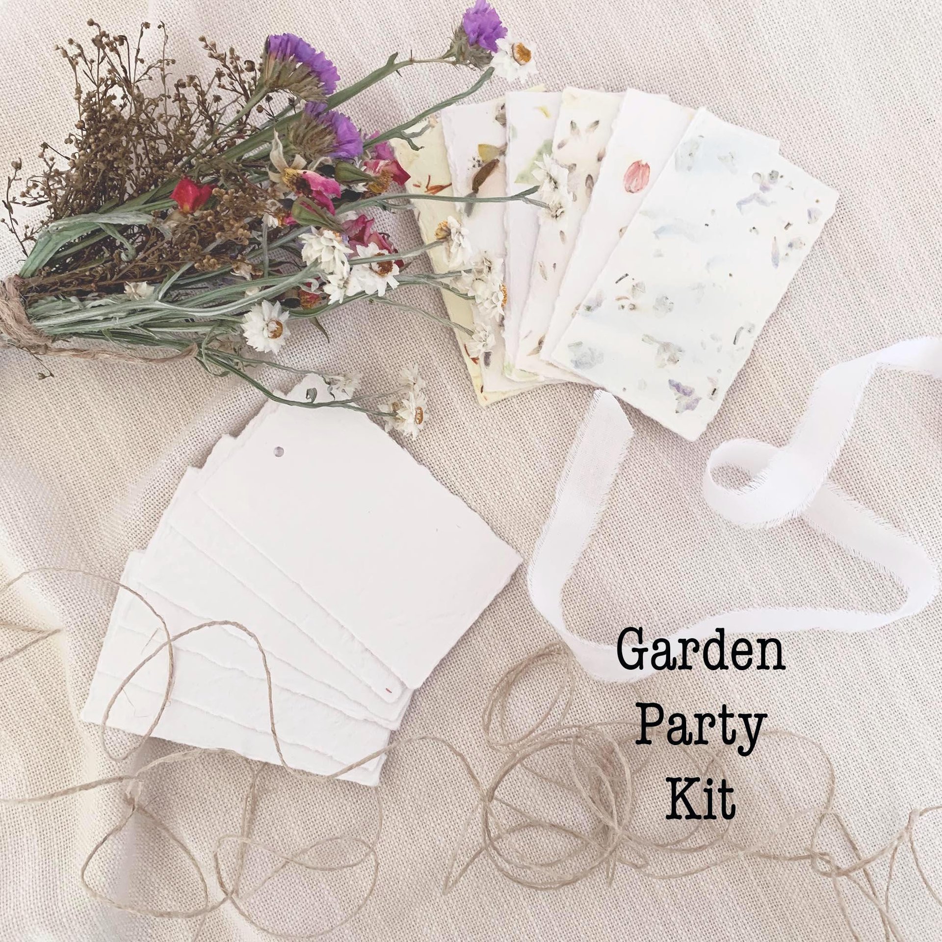 Garden Botanical DIY Gift Tag Kit - Floral Handmade Paper, Farm Grown Dried Flowers