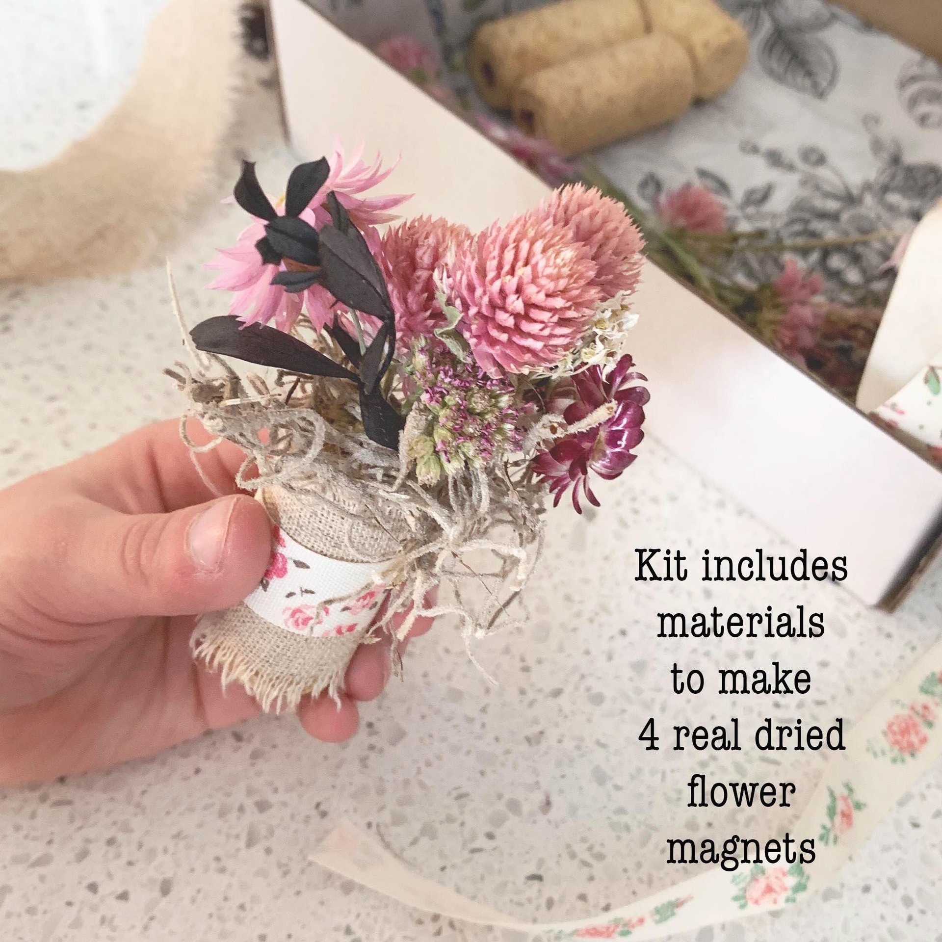 Teacher Gift DIY Kit – Dried Flower Magnets, End of Year Teacher Appreciation Gift, Thank You Teacher Gift, Classroom Gift Idea