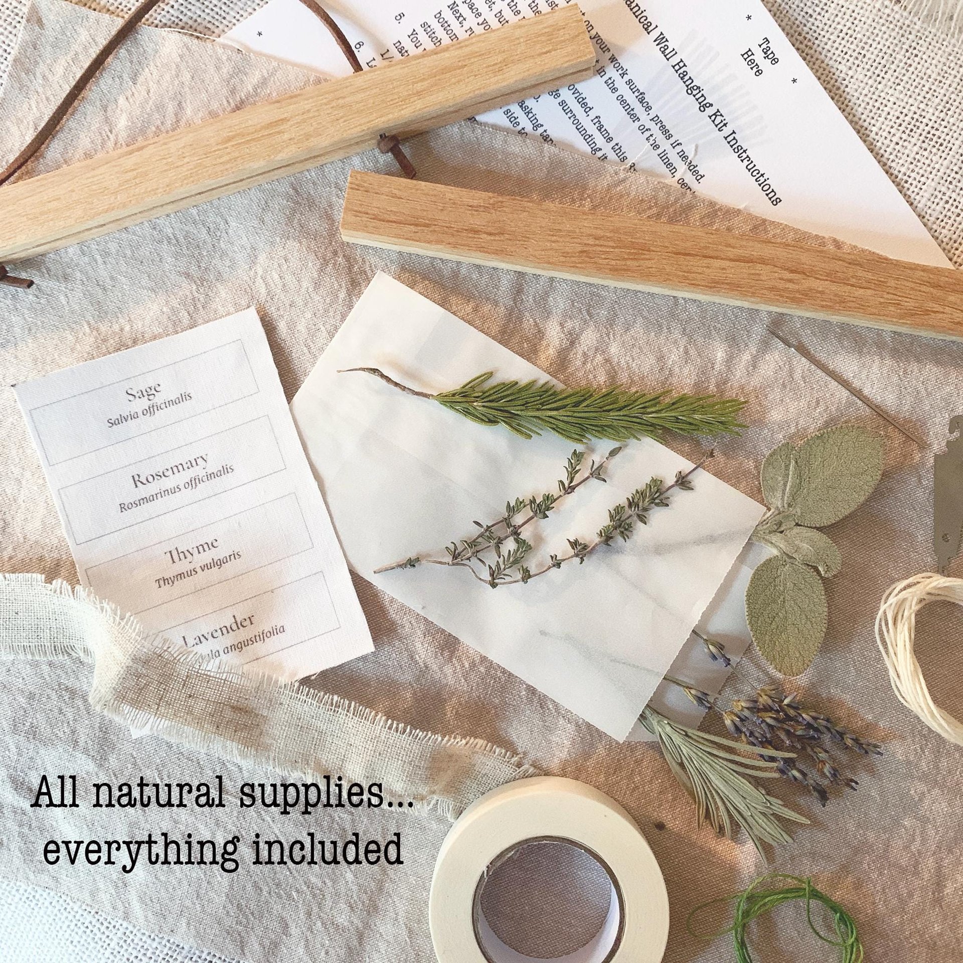 DIY Botanical Herbarium Wall Hanging – Slow Stitching Embroidery Kit with Pressed Herbs, Linen Wall Decor Craft