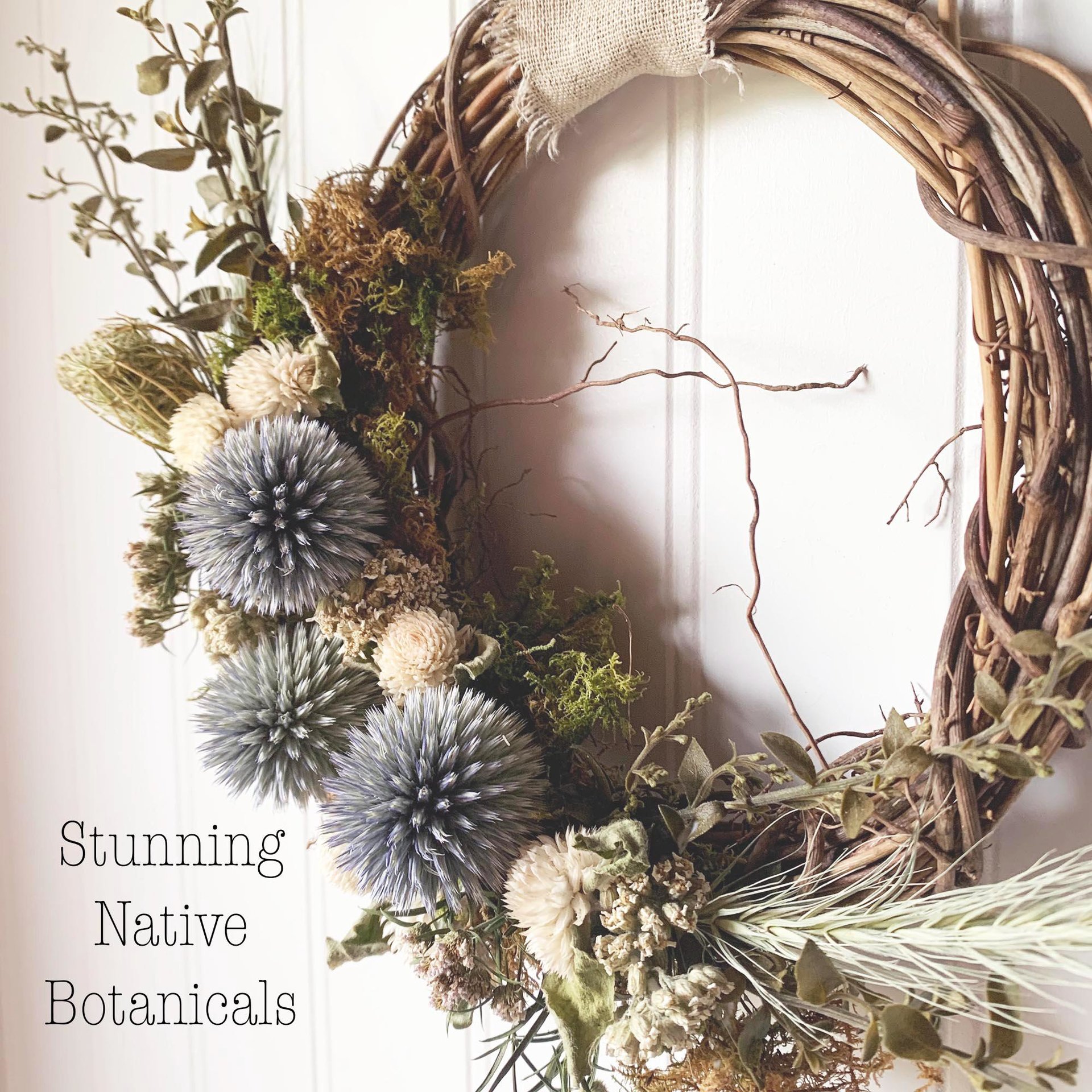 Prairie Sky Dried Flower Wreath Kit | DIY Native Wildflower Wreath | Globe Thistle & Gomphrena | Farm Grown Flowers