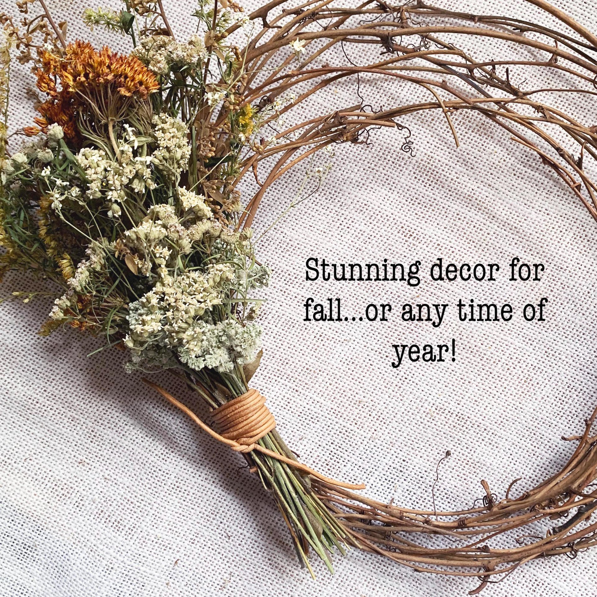 DIY Native Wildflower Wreath Kit | Asymmetrical Grapevine Wreath | Dried Flower Craft Kit | Natural Home Decor