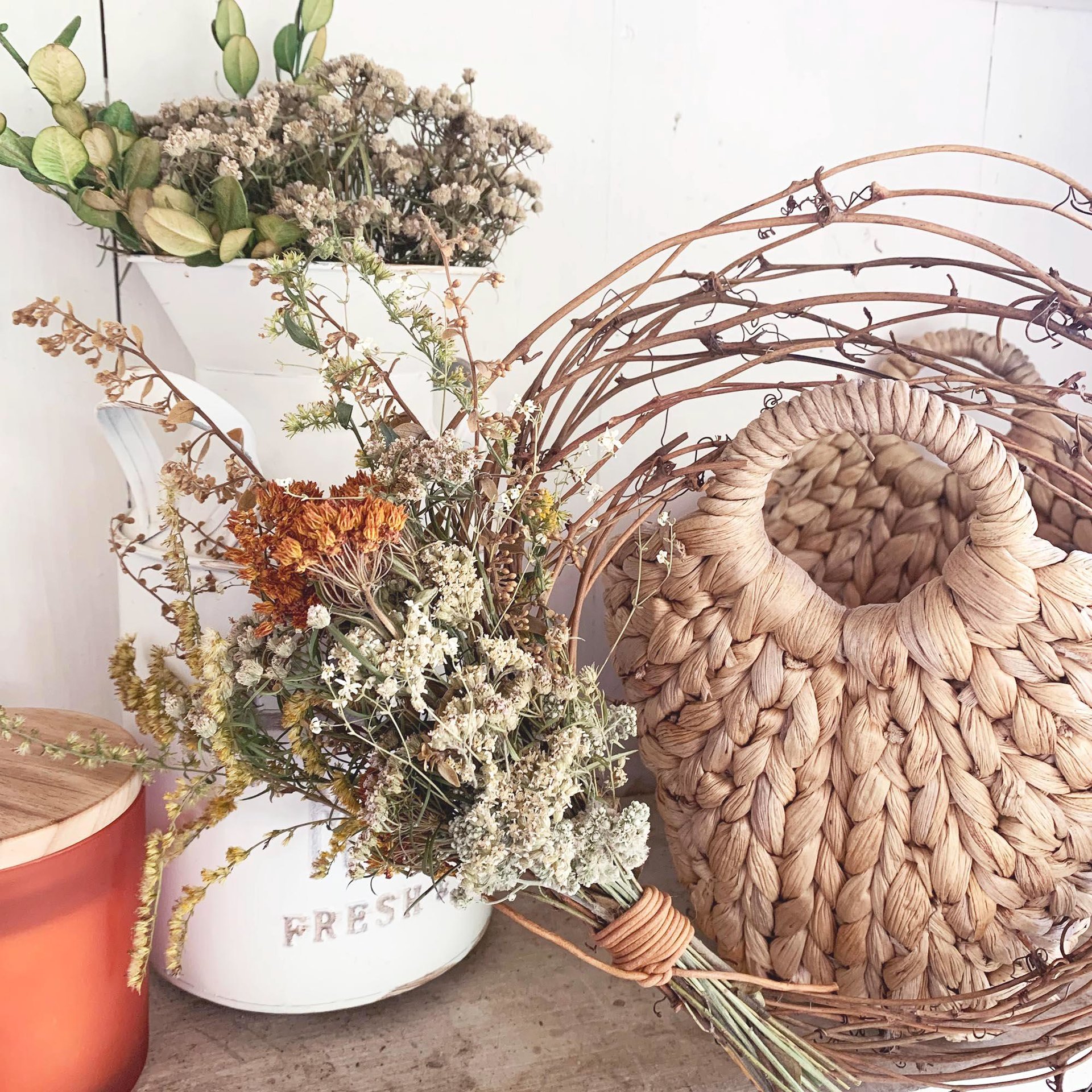 DIY Native Wildflower Wreath Kit | Asymmetrical Grapevine Wreath | Dried Flower Craft Kit | Natural Home Decor