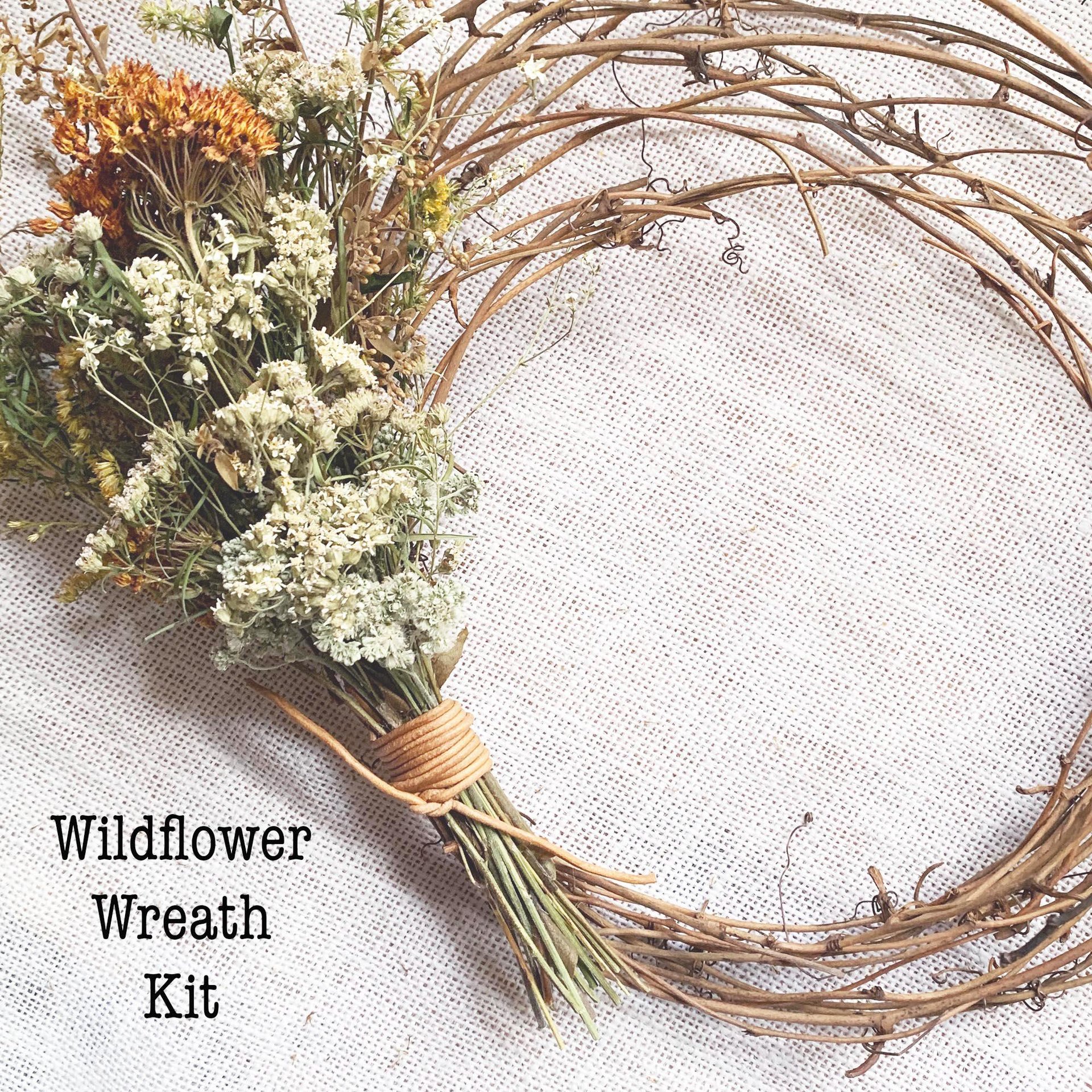 DIY Native Wildflower Wreath Kit | Asymmetrical Grapevine Wreath | Dried Flower Craft Kit | Natural Home Decor