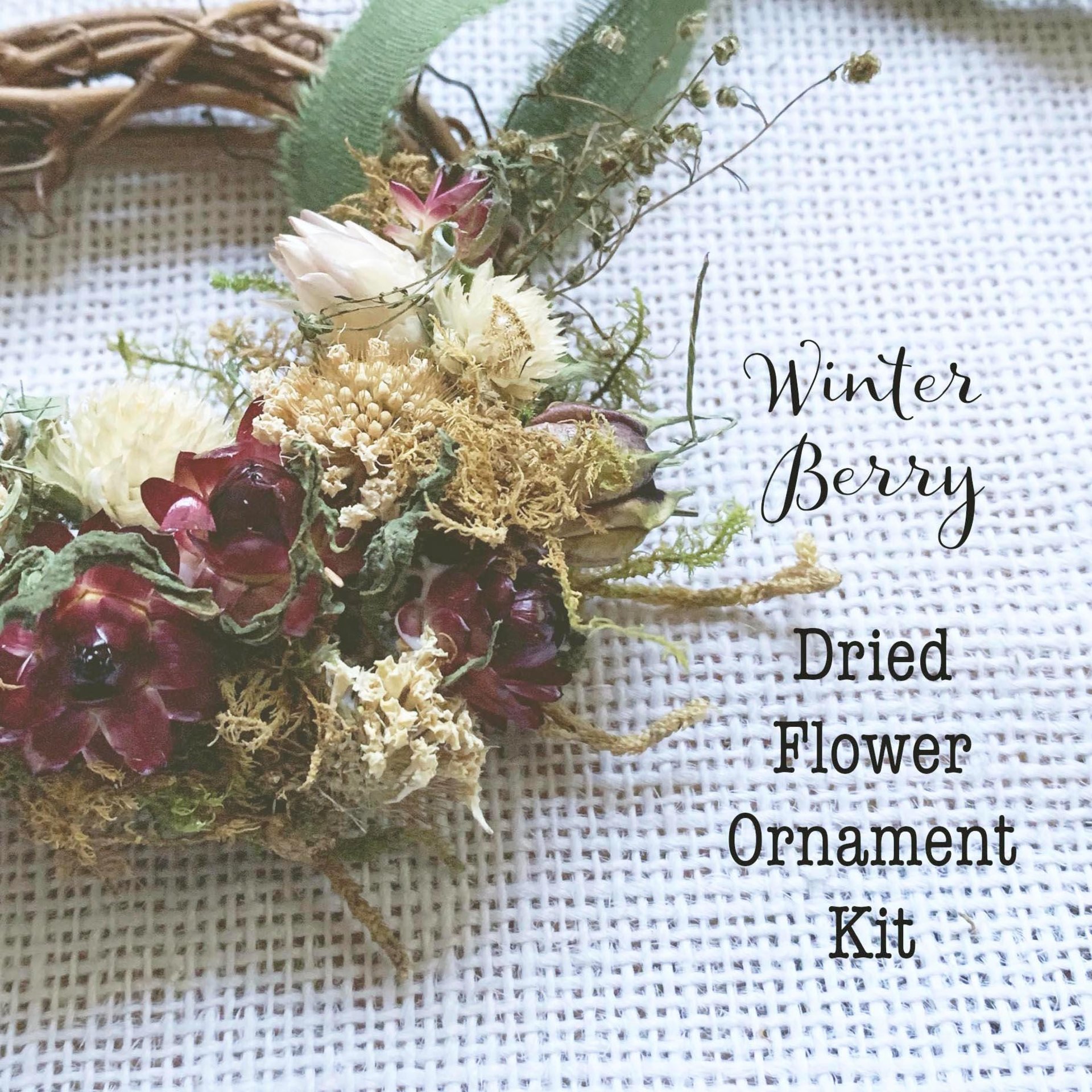 Winter Berry Dried Flower Ornament Kit | Set of 4 | Natural Christmas Craft | Farm Grown Flowers