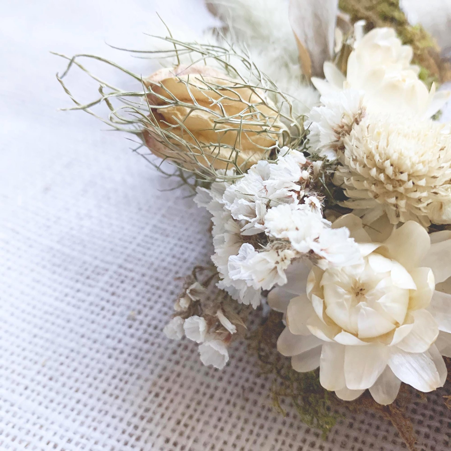 White Christmas Dried Flower Wreath Kit, DIY Holiday Wreath, Winter Craft Kit, Farm Grown Flowers