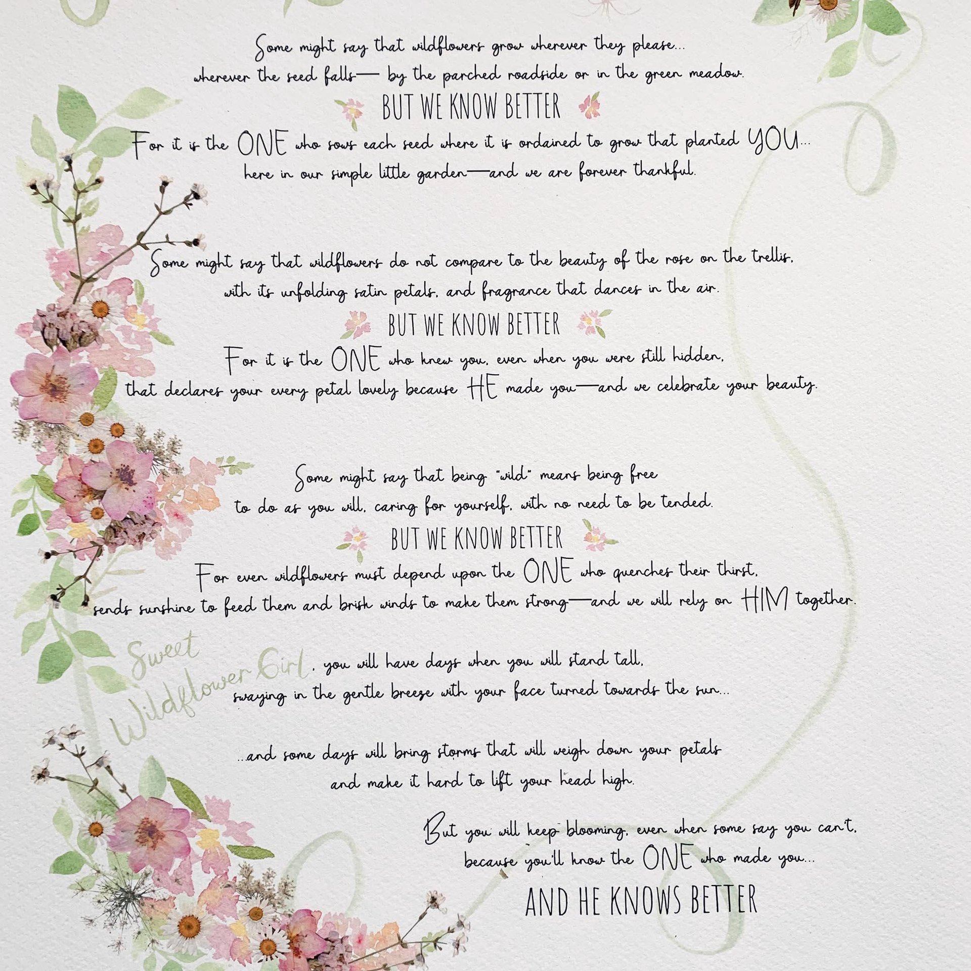 Personalized Girl Nursery Art, Sweet Wildflower Girl Poem Print, Custom Name & Birth Date, Floral Nursery Decor, 11x14 Wall Art