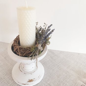 DIY Beeswax Candle Kit with Organic Lavender Wreath for Handmade Botanical Decor