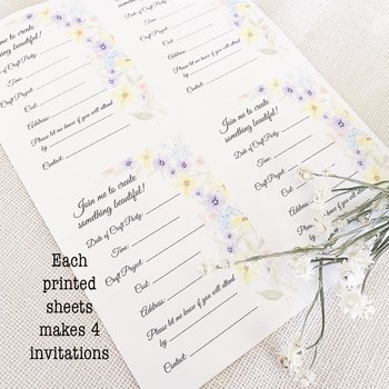 Watercolor Wildflower Craft Night Invitation - Digital Download