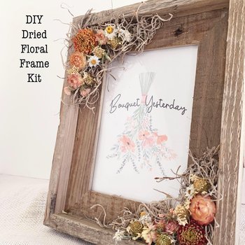 DIY Dried Flower Kit - Rustic Barnwood Photo Frame Gift - Floral Crafts for Adults