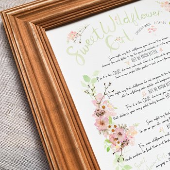 Personalized Girl Nursery Art, Sweet Wildflower Girl Poem Print, Custom Name & Birth Date, Floral Nursery Decor, 11x14 Wall Art